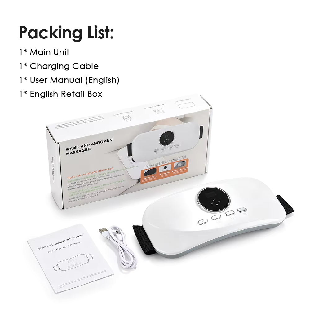 Electric Abdominal & Lumbar Massage Belt with Heat & Vibration – 8 Modes, 3 Heat Levels