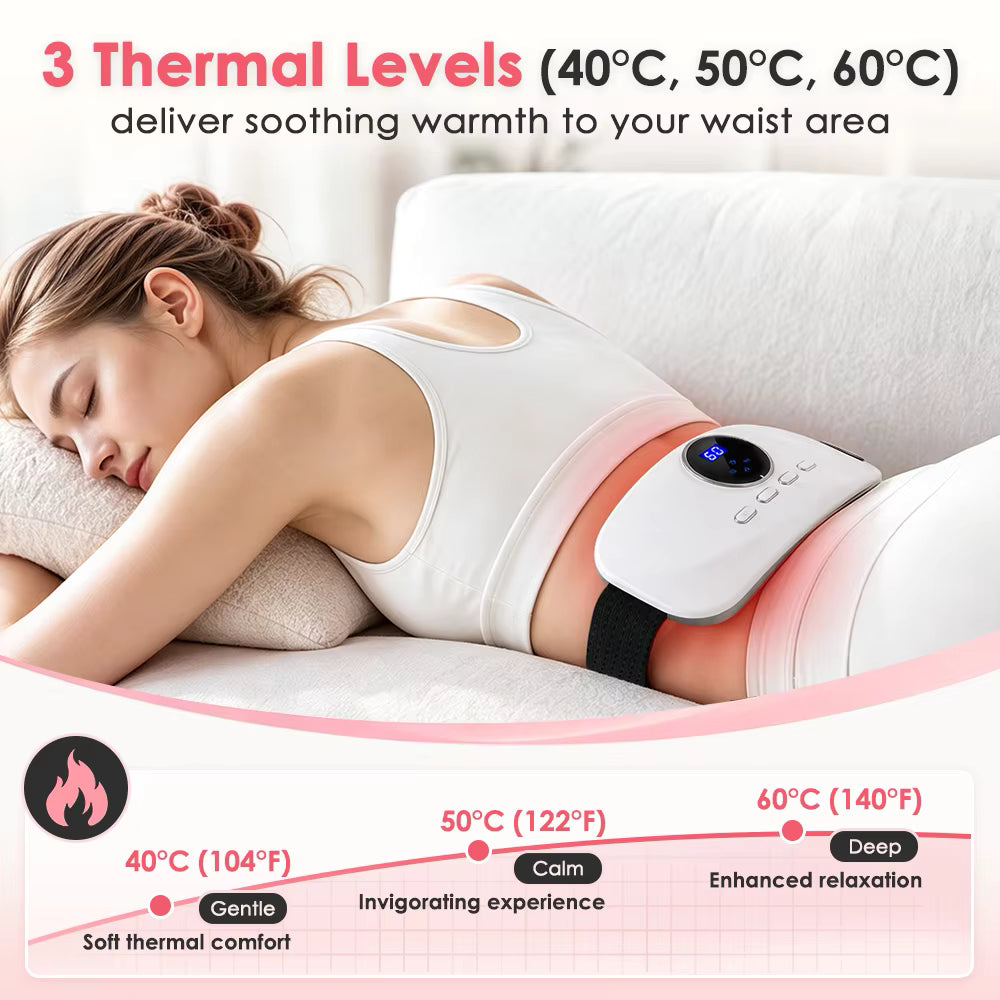 Electric Abdominal & Lumbar Massage Belt with Heat & Vibration – 8 Modes, 3 Heat Levels